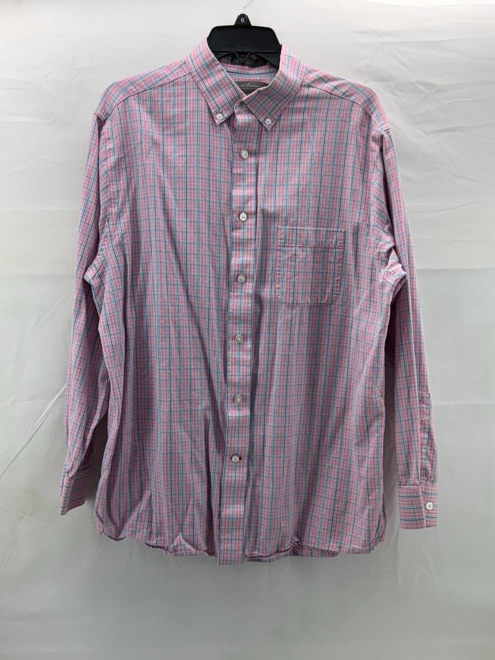 Pink and blue large button up shirt